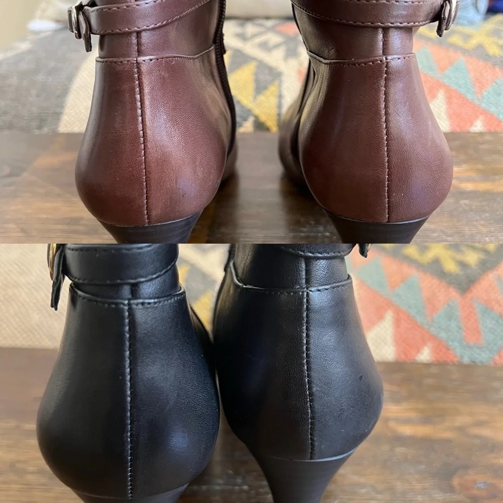 Ralph Lauren ELBERTA Leather Ankle Strap Tall Heeled Boots US8 (Black sold) - Picture 8 of 11